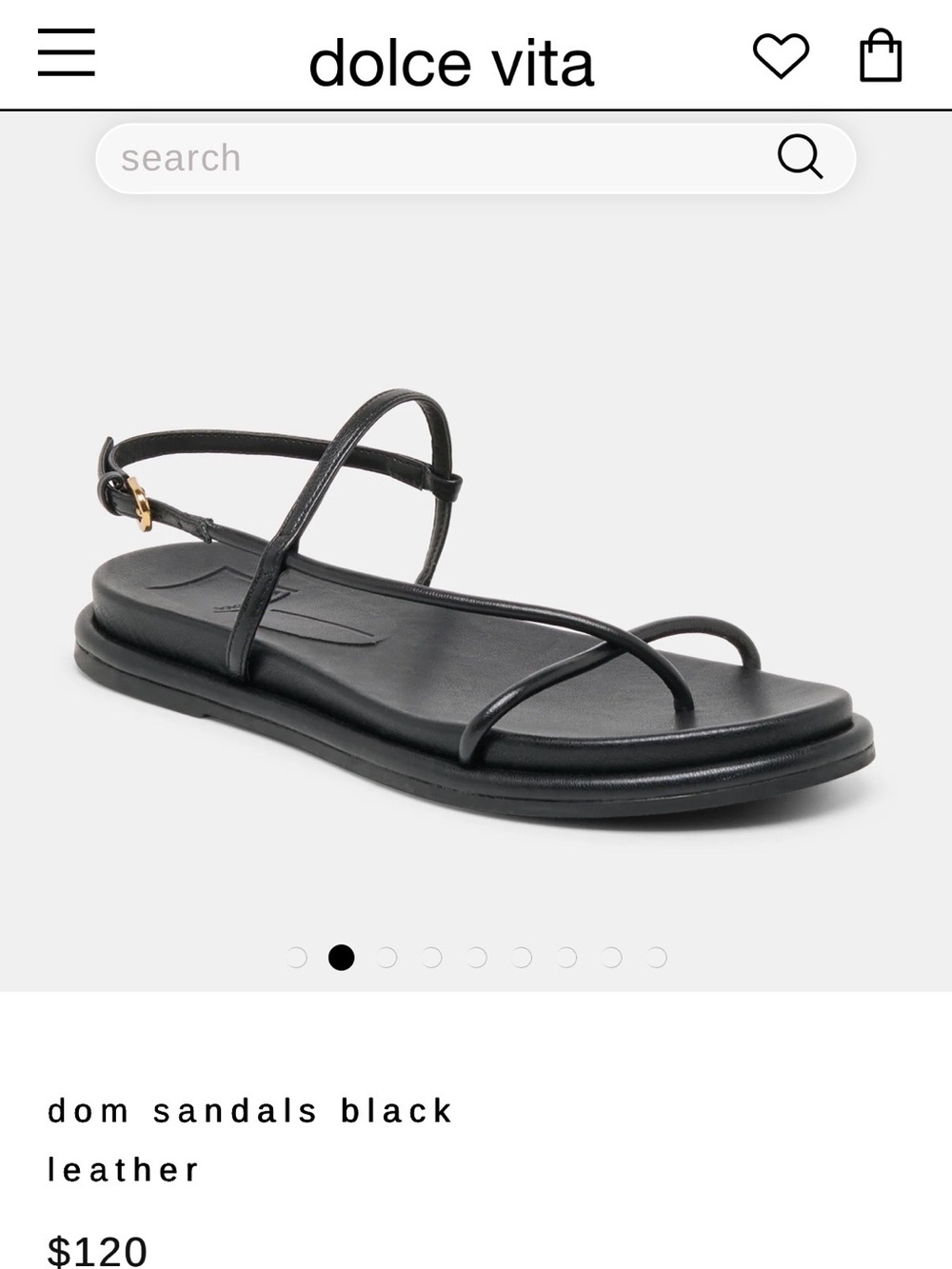 Dolce Vita Black Slim Strap Leather Sandals